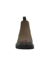 Botín Chelsea para hombre, color marrón, con paneles elásticos laterales y suela de goma negra con relieve. Cuenta con tiradores en la parte superior delantera y trasera. Fabricado con tecnología Waterproof.