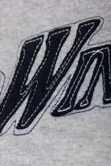 Remera tipo baby tee blanca de manga corta, con cuello redondo y diseño ajustado al cuerpo con estampado y bordado frontal "Red Wings 93".