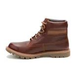 Bota de hombre color marrón jengibre, de cuero encerado en relieve, con cordones marrones y suela de goma.