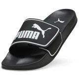 Sandalias Puma Leadcat 2.0 negras con logo blanco en la tira.