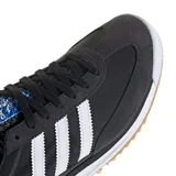 Championes Adidas SL 72 RS, color negro con las tres tiras blancas y detalles en azul.
