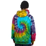 Canguro Thrasher con capucha y bolsillo delantero, con estampado tie-dye multicolor y logo Skate Goat en el pecho.