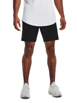 Short deportivo Under Armour modelo Unstoppable, color negro, confeccionado en tejido elástico y repelente al agua. Cuenta con cintura elástica con cordón ajustable, bolsillos laterales abiertos y un bolsillo con cremallera en el lateral derecho.