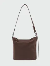 Cartera de hombro Longchamp modelo Le Pliage Xtra M, color suela, de diseño estructurado con solapa superior y correa ajustable.