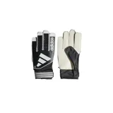 Guantes de portero Adidas Tiro Club, color negro con detalles en blanco. Palma con tecnología Soft Grip y corte positivo en los dedos.