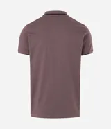 Camisa polo de manga corta confeccionada en algodón, con cuello en V y detalles en color contrastante en el borde del cuello y las mangas.