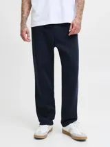 Pantalón de buzo azul marino de corte recto, con cintura elástica y bolsillos laterales.