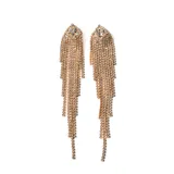 Par de caravanas colgantes doradas con strass.