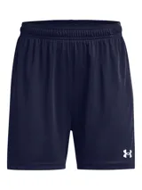 Short deportivo Under Armour modelo Golazo 3.0, color azul marino, con cintura elástica y logo de la marca estampado en el lateral. Confeccionado en tejido técnico de secado rápido con aberturas laterales en el bajo.
