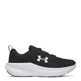 Championes de running Under Armour modelo Assert 11, color negro con suela blanca y logo de la marca en contraste.