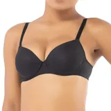 Soutien push-up de microfibra color negro, con aros y copas moldeadas para realzar el busto. Tirantes finos y regulables.