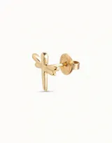 Piercing tipo stud con forma de libélula, bañado en plata.