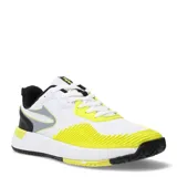 Championes de tenis Topper modelo Cover IV, con diseño deportivo en color blanco, amarillo flúor y detalles en negro. Presentan capellada de malla transpirable con refuerzos laterales texturizados y suela de goma resistente.