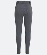 Pantalón legging de jacquard gris con detalle lateral de cuero sintético.