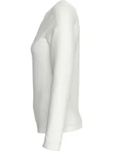 Remera blanca de algodón de manga larga con cuello redondo y logo CK bordado en el pecho.