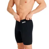 Traje de baño tipo jammer de natación Arena, color negro liso, con logo Arena en blanco en la cintura.