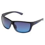 Lentes de sol MDQ modelo Atan, con armazón negro mate y cristales espejados en tonos azul y violeta.