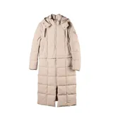 Campera multifunción modular de nylon matelaseado color taupe. Diseño versátil con sistema de cierres que permite transformarla en cuatro versiones: campera larga, campera corta, chaleco largo y chaleco corto. Cuenta con capucha desmontable, cierre frontal completo y bolsillos laterales.