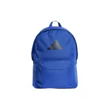 Mochila Adidas Classic 3 Bar Logo color azul con logo de Adidas en negro.