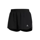 Short de running Adidas negro con cintura elástica, logo estampado y detalles reflectantes.