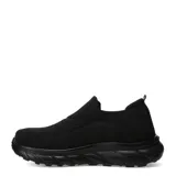 Championes urbanos sin cordones, confeccionados en tejido de punto elástico color negro, con suela de goma robusta y diseño ergonómico.