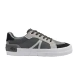 Championes urbanos Lacoste modelo L004, color gris con detalles en negro y blanco.