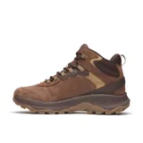 Bota de senderismo Merrell modelo Speed Strike 2 LTR, confeccionada en cuero de plena flor y ante impermeable. Presenta un diseño deportivo con cuello acolchado, cordones reforzados, forro de malla transpirable y suela de goma adherente para mayor tracción.