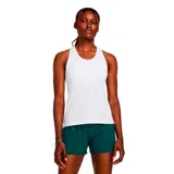 Musculosa deportiva Under Armour Launch Singlet, color blanco, de corte holgado y espalda deportiva.