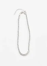 Pulsera de plata 925 con esferas pequeñas y cierre de mosquetón con cadena de alargue.