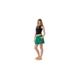 Short deportivo verde de Eme Studios, modelo Somm Bossa, con bolsillos laterales con cierre, cordón ajustable en la cintura y líneas laterales amarillas. Cuenta con el logo y nombre de la marca bordados en amarillo en la pierna izquierda.
