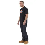 Remera negra de manga corta con logo Dickies tricolor estampado en el pecho.