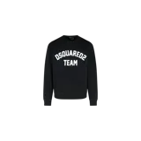 Buzo de cuello redondo Dsquared2, color negro, con estampado frontal en blanco con las inscripciones "DSQUARED2" en arco y "TEAM" debajo.