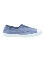 Zapatilla española ligera RKF modelo Greece, color azul, fabricada en algodón orgánico con puntera reforzada y suela de caucho natural.