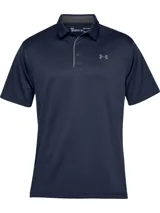 Chomba Under Armour Tech Polo azul marino, de manga corta, con cuello y cierre frontal de botones.