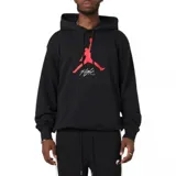 Canguro Nike Jordan Baseline Look Back de color negro, con capucha con cordón ajustable, bolsillo frontal tipo canguro y el logotipo Jumpman de Jordan en rojo con la palabra 'Flight' debajo en el centro del pecho.