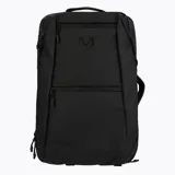 Mochila unisex de diseño minimalista y funcional, color negro, con múltiples compartimentos con cierre y logo de la marca Merrell grabado en el frente.