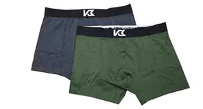 Pack de dos boxers de hombre con cintura elástica ancha y logo estampado. Uno de color gris y otro de color verde militar.