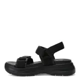 Sandalias Miss Carol modelo Ginna, color negro, con tiras de cinta textil ajustable con cierre de velcro y suela chunky de goma.