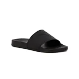 Chanclas de baño Diadora, color negro con tira ancha superior y detalle de logo grabado.