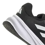 Championes de running Adidas modelo Duramo SL 2, color negro con las icónicas tres tiras laterales en blanco y entresuela blanca con tecnología Lightmotion. Presentan un diseño de malla transpirable y suela Adiwear para mayor durabilidad.