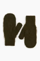 Mitones de punto con textura cepillada y puños acanalados.