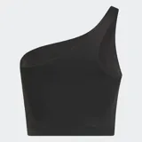 Top deportivo Reebok Lux de yoga, color negro, con un solo tirante asimétrico. Confeccionado con tejido RBK-DRY que absorbe el sudor.