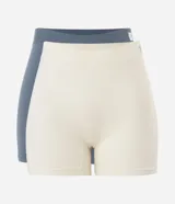 Kit de dos bombachas tipo boyshort confeccionadas en poliamida seamless con textura acanalada. Diseño de tiro alto con cintura elástica ancha.