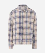 Campera Marfinno masculina confeccionada en tweed de algodón con diseño a cuadros jacquard, cuello con solapa, mangas largas y bolsillos delanteros.