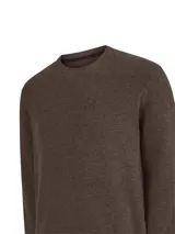 Sweater Angri de cuello redondo color marrón con tejido tipo waffle, liviano y suave al tacto.
