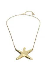 Collar de aleación de metales bañado en oro 18k con dije de estrella de mar.