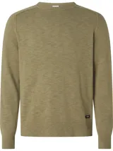 Sweater de cuello redondo Calvin Klein confeccionado en algodón orgánico con textura rugosa. Presenta hombros caídos, puños y bajo acanalados, y una pequeña etiqueta con el logo de la marca en el bajo.