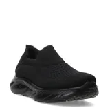 Championes urbanos sin cordones, confeccionados en tejido de punto elástico color negro, con suela de goma robusta y diseño ergonómico.