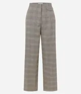 Pantalón de sastrería con corte recto y estampado de cuadros, confeccionado en tejido estructurado con cintura definida.