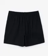 Bermuda negra plus size confeccionada en viscolino, con pliegues delanteros y cintura con elástico en la espalda.